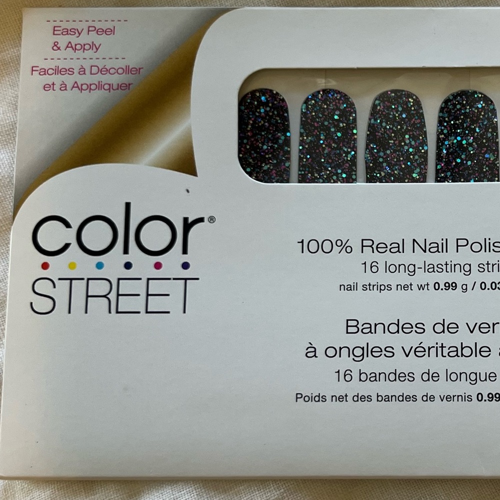 Color Street Glitter Nail Strips - Black with Multicolor Sparkle $7 or 2/$11
